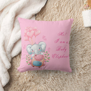 Almohada decorativa de elefante rosa lindo