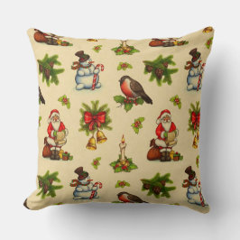 Almohada decorativa de elementos navideños vintage