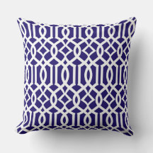 Almohada decorativa de enrejado marroquí azul nava