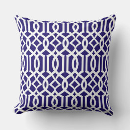 Almohada decorativa de enrejado marroquí azul nava