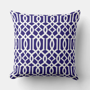 Almohada decorativa de enrejado marroquí azul nava
