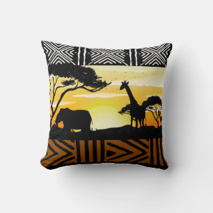 Almohada decorativa de escena de safari africano