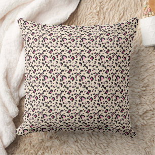 Almohada decorativa de estampado de leopardo rosa