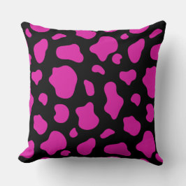 Almohada decorativa de estampado de vaca rosa y ne