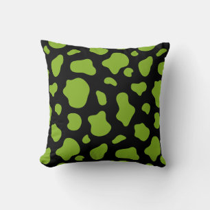 Almohada decorativa de estampado de vaca verde y n