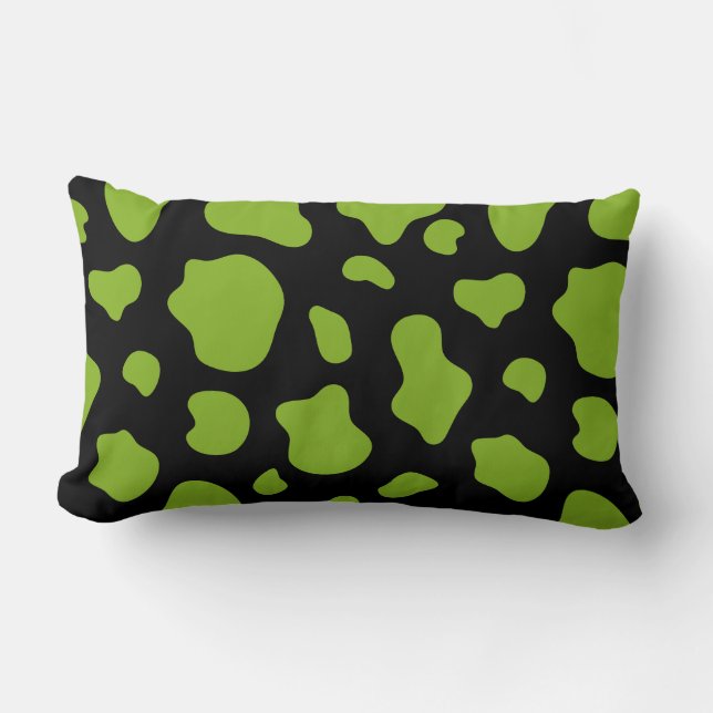 Almohada Decorativa de Estampado de Vaca Verde y N (Anverso)