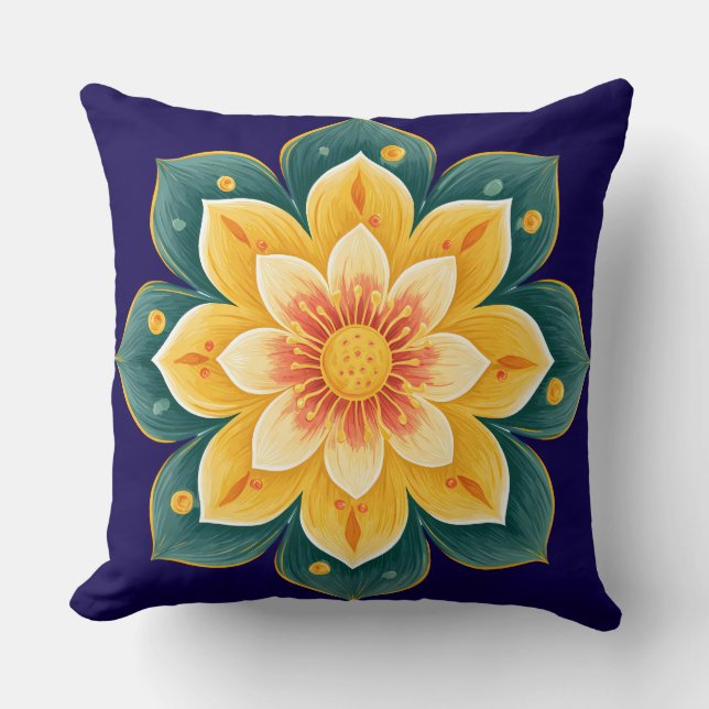 Almohada Decorativa de Estampado Floral Elegante (Anverso)