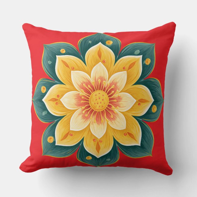 Almohada Decorativa de Estampado Floral Elegante (Anverso)