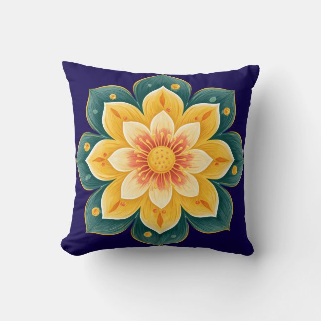 Almohada Decorativa de Estampado Floral Elegante (Anverso)