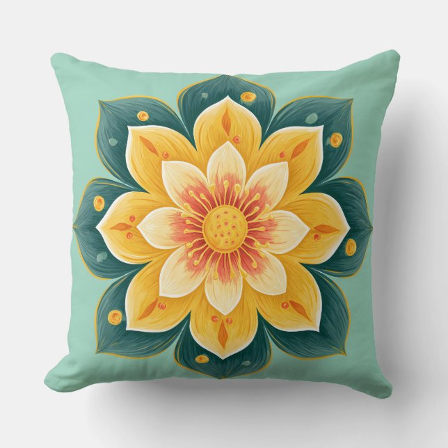 Almohada decorativa de estampado floral elegante (Anverso)