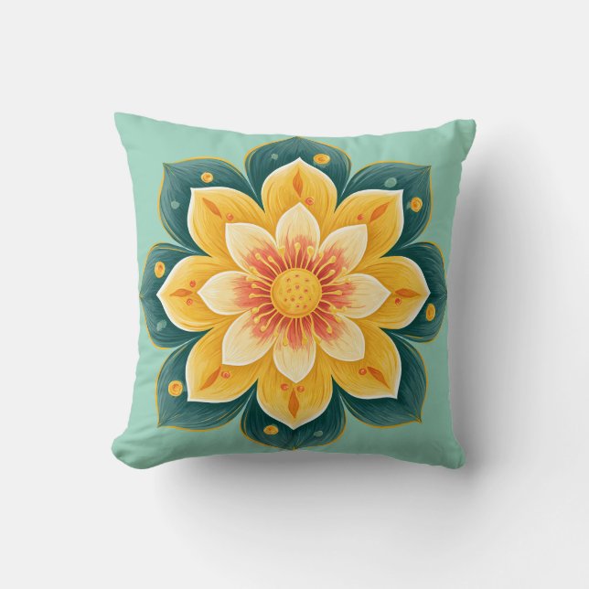 Almohada Decorativa de Estampado Floral Elegante (Anverso)