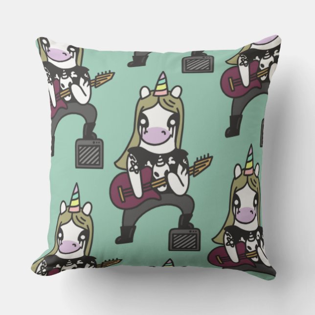Almohada decorativa de estrella de rock Unicornio (Anverso)