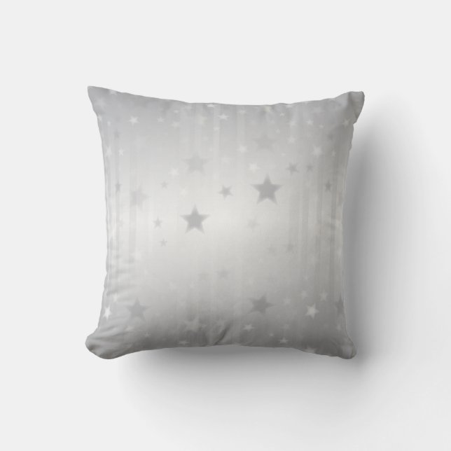 Almohada decorativa de estrellas plateadas (Anverso)