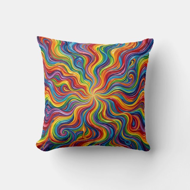 Almohada decorativa de explosión solar arcoíris –  (Anverso)