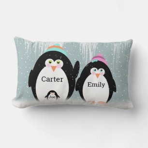Almohada Decorativa de Familia de Pingüinos en Cop