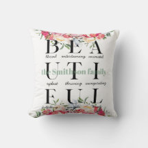 Almohada Decorativa de Familia Floral Personalizad