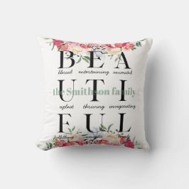 Almohada Decorativa de Familia Floral Personalizad