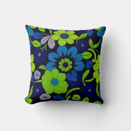 Almohada decorativa de Flor Azul y Verde