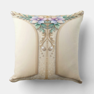 Almohada Decorativa de Flor con Marco y Perlas