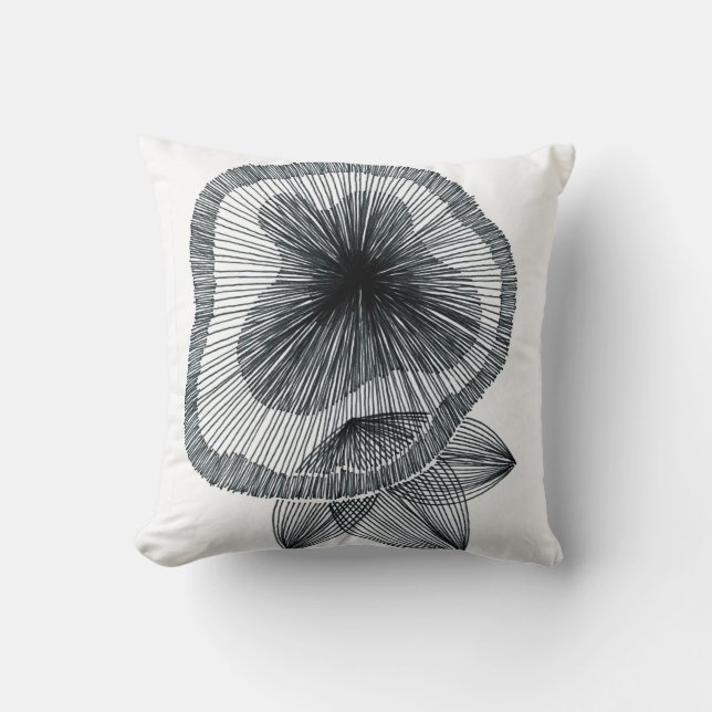 Almohada decorativa de flor de arte de línea radia (Anverso)