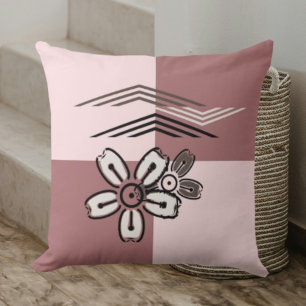 Almohada decorativa de flor de cerezo rosa abstrac