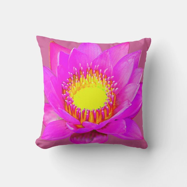 Almohada decorativa de flor de loto rosa (Anverso)