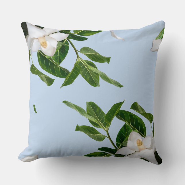 Almohada Decorativa de Flor de Magnolia Elegante (Anverso)