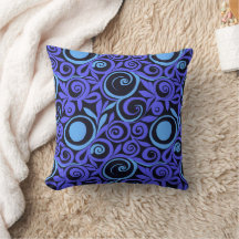 Almohada decorativa de flores abstractas azules
