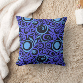 Almohada decorativa de flores abstractas azules
