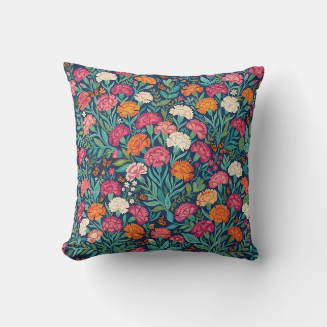 Almohada decorativa de flores abstractas boho y ma (Anverso)
