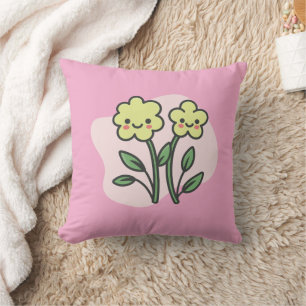 Almohada decorativa de flores amarillas sonrientes