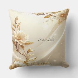 Almohada Decorativa de Flores Blancas y Doradas