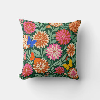 Almohada decorativa de flores – Dahlias y mariposa