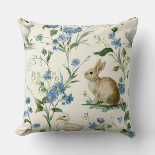 Almohada Decorativa de Flores de Conejo Pato de Pr