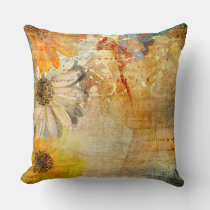 Almohada decorativa de flores de época