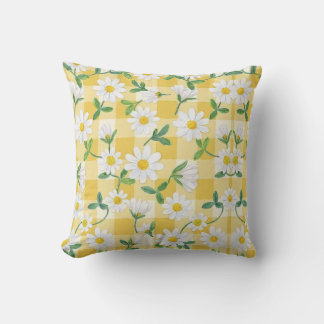 Almohada decorativa de flores de margarita amarill