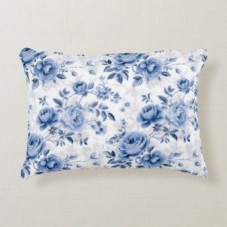 Almohada decorativa de flores de rosa azules