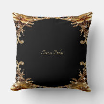 Almohada Decorativa de Flores Doradas