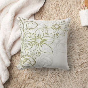 Almohada decorativa de flores florales doradas