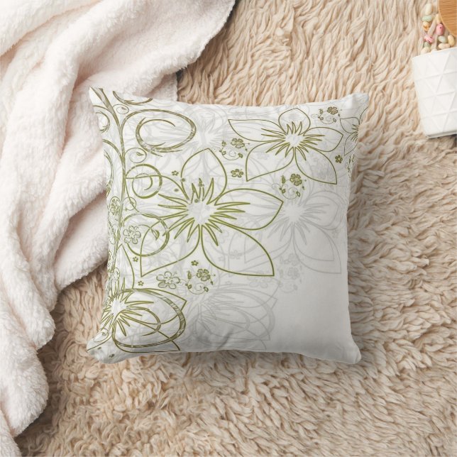 Almohada decorativa de flores florales doradas (Manta)