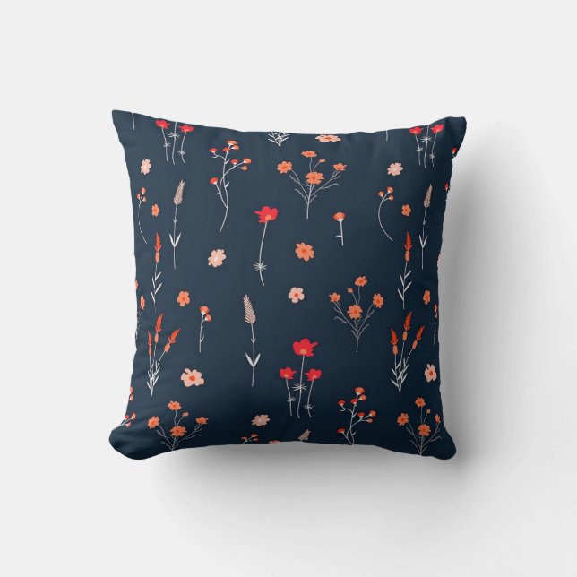 Almohada decorativa de flores Navy (Anverso)