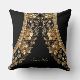 Almohada decorativa de flores ornamentadas doradas