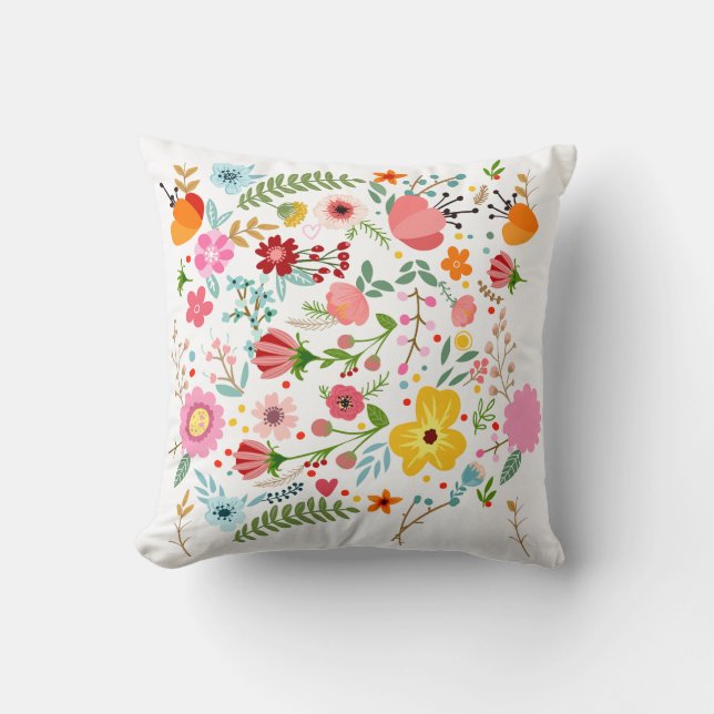 Almohada decorativa de flores primaverales (Anverso)
