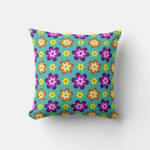 Almohada decorativa de flores retro coloridas lind