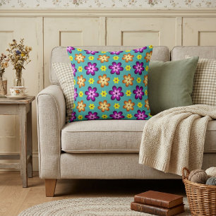 Almohada decorativa de flores retro coloridas lind