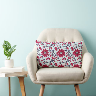 Almohada decorativa de flores rojas de floración i