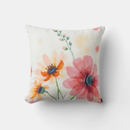 Almohada decorativa de flores silvestres en acuare