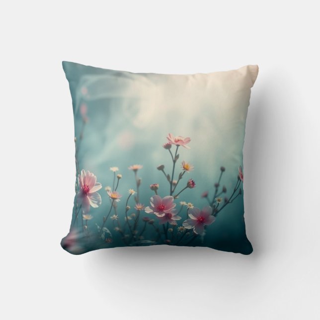 Almohada decorativa de flores silvestres soñadoras (Anverso)