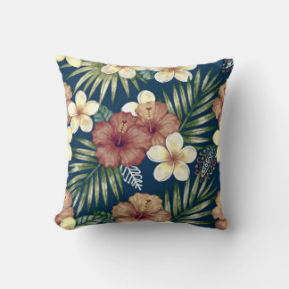 Almohada Decorativa De Flores Tropicales En Negrit