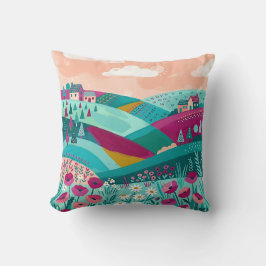 Almohada Decorativa de Folk Contemporáneo Magenta
